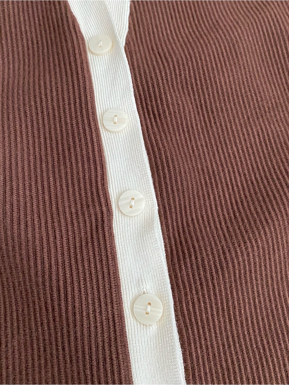 Abercrombie & Fitch Brown Ribbed Knit Sweater Vest Halter Button Down Cream Y2K - Picture 10 of 12